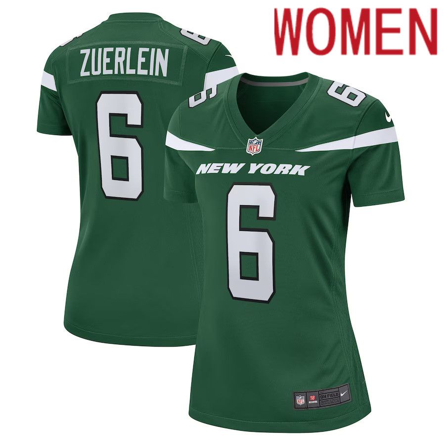 Women New York Jets #6 Greg Zuerlein Nike Gotham Green Game Player NFL Jersey